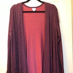 Maroon and navy duster cardigan